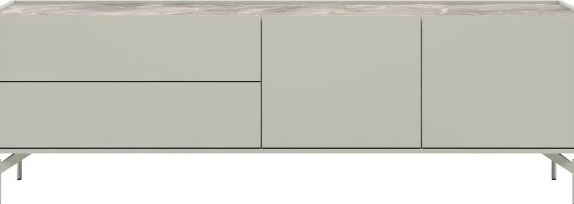 NOON lowboard 170 cm - 2-deuren + 2-laden - lichtgrijs