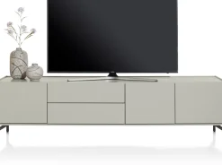 NOON lowboard 210 cm - 3-deuren + 2-laden - zijdegrijs