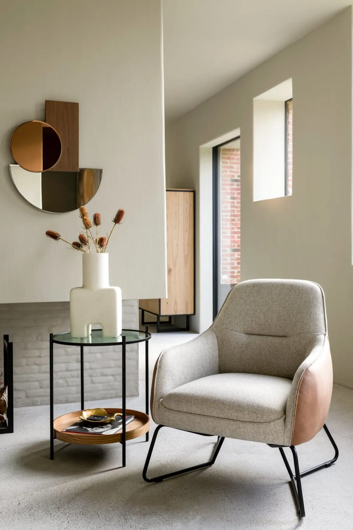 Oviedo fauteuil met combistof en lage rug