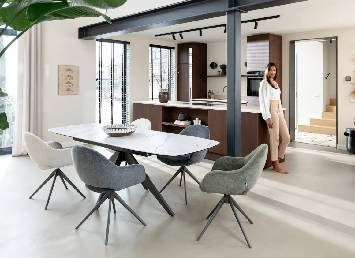 PADOVA uitschuiftafel 180 (+ 60) x 90 cm - keramiek op glas - wit