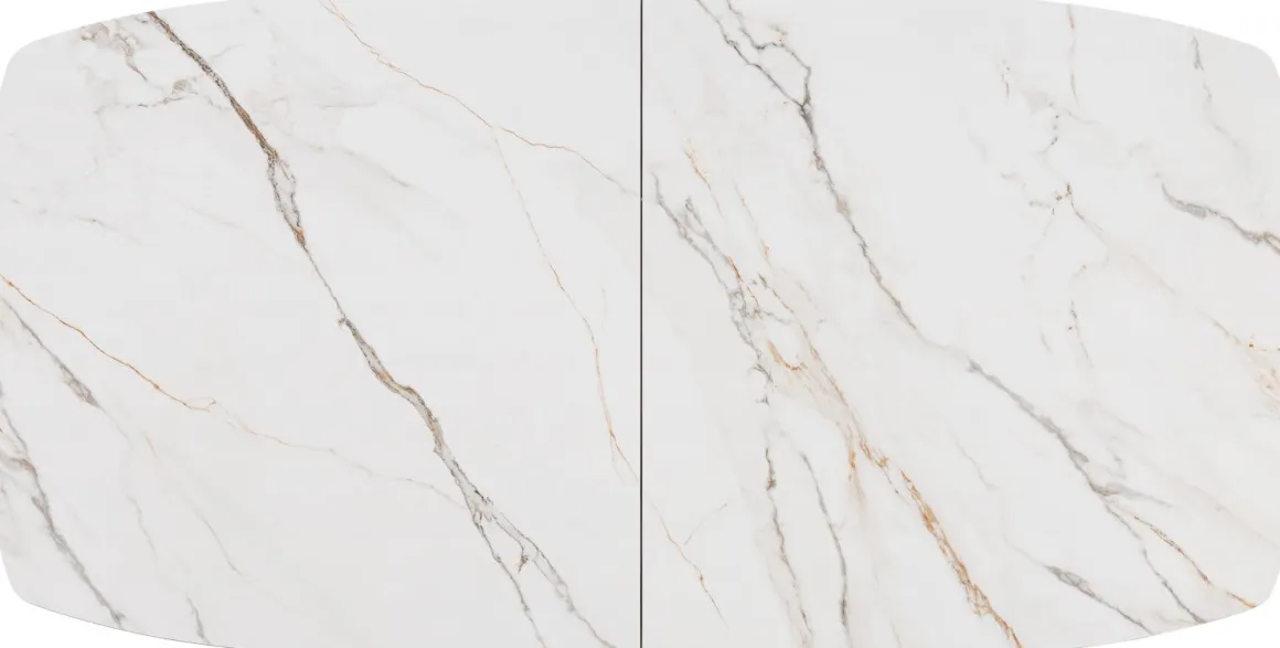 PADOVA uitschuiftafel 180 (+ 60) x 90 cm - keramiek op glas - wit