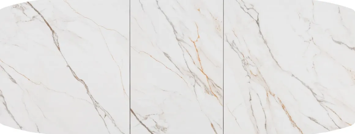 PADOVA uitschuiftafel 180 (+ 60) x 90 cm - keramiek op glas - wit