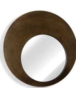Pelle spiegel XL D80cm in de kleur Bruin - COCOmaison