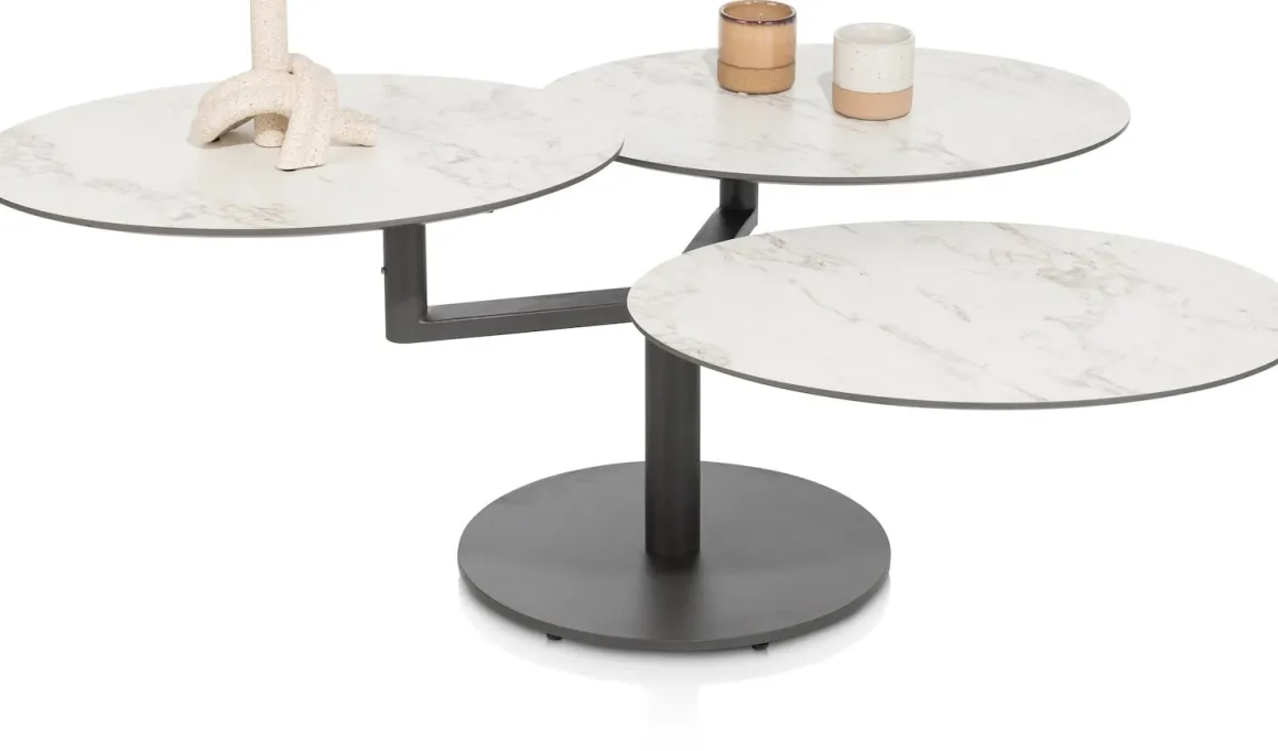 PETE salontafel draaibaar - ca. 100 x 100 cm (rond) - wit