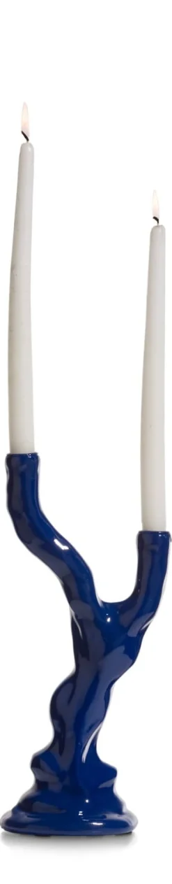 Rebecca abstracte kandelaar delfts blauw - COCOmaison