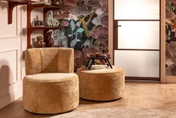 Roan poef rond (H44cm) in de kleur Oker - COCOmaison