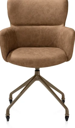 Sage, armstoel + wielen - alu frame in steelbrown - stof Oregon - Desert