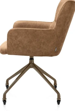 Sage, armstoel + wielen - alu frame in steelbrown - stof Oregon - Desert