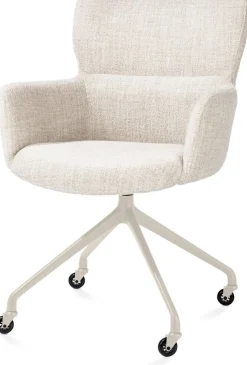 Sage, armstoel + wielen - alu frame in creme - stof Luton - Creme