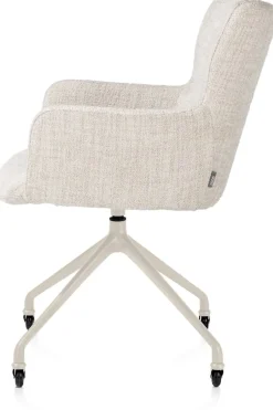 Sage, armstoel + wielen - alu frame in creme - stof Luton - Creme