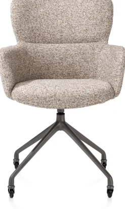 Sage, armstoel + wielen - alu frame in graphiet - stof Luton - koper