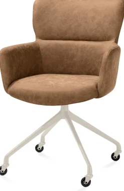 Sage, armstoel + wielen - alu frame in creme - stof Oregon - Desert