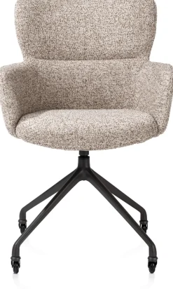 Sage, armstoel + wielen - alu frame in rough off black - stof Luton - koper