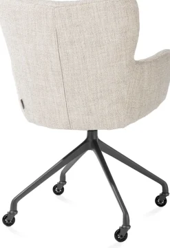 Sage, armstoel + wielen - alu frame in graphiet - stof Luton - Creme