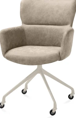 Sage, armstoel + wielen - alu frame in creme - stof Oregon - beige