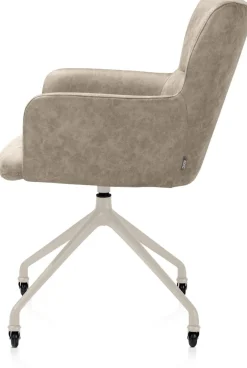 Sage, armstoel + wielen - alu frame in creme - stof Oregon - beige