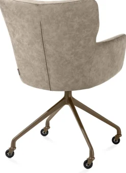 Sage, armstoel + wielen - alu frame in steelbrown - stof Oregon - beige