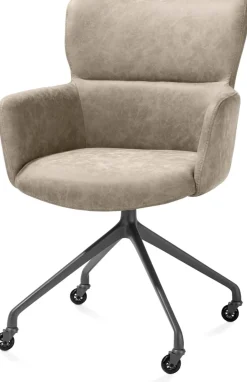 Sage, armstoel + wielen - alu frame in graphiet - stof Oregon - beige