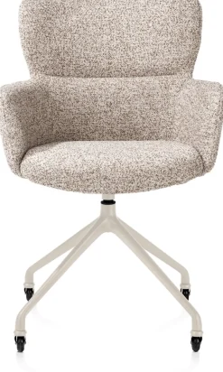 Sage, armstoel + wielen - alu frame in creme - stof Luton - koper