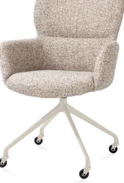 Sage, armstoel + wielen - alu frame in creme - stof Luton - koper