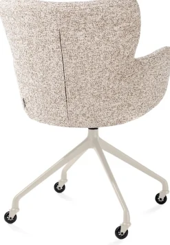 Sage, armstoel + wielen - alu frame in creme - stof Luton - koper