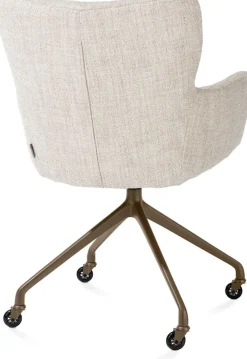 Sage, armstoel + wielen - alu frame in steelbrown - stof Luton - Creme