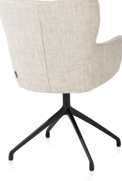 Sage, armstoel draaibaar - rough off black - stof Luton - Creme