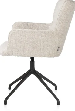 Sage, armstoel draaibaar - rough off black - stof Luton - Creme