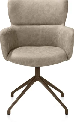 Sage, armstoel draaibaar - steelbrown - stof Oregon - beige