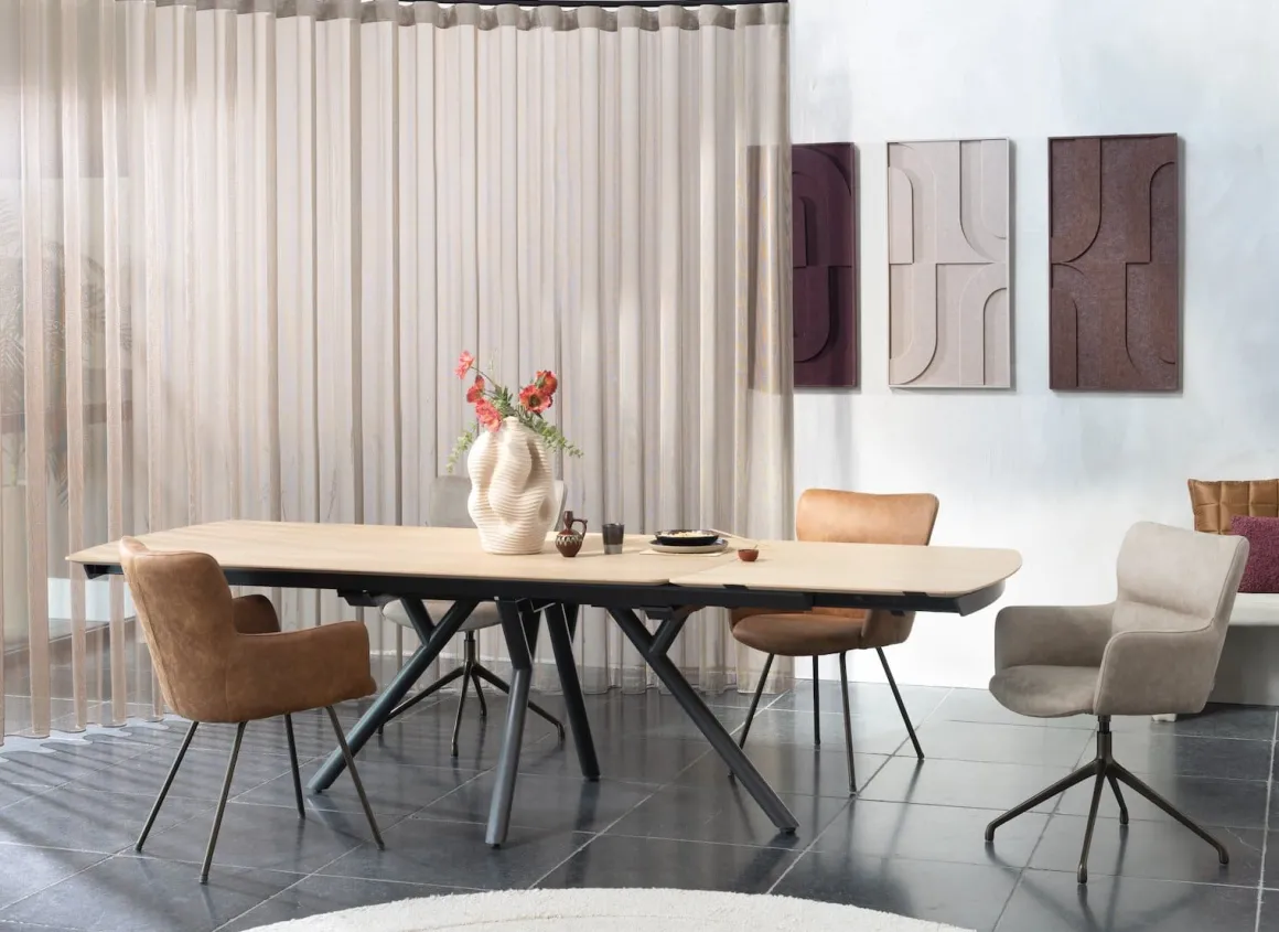 Sage, armstoel draaibaar - steelbrown - stof Oregon - beige