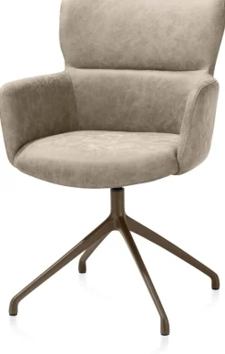 Sage, armstoel draaibaar - steelbrown - stof Oregon - beige