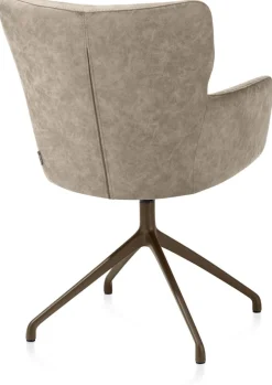 Sage, armstoel draaibaar - steelbrown - stof Oregon - beige