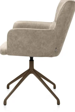 Sage, armstoel draaibaar - steelbrown - stof Oregon - beige