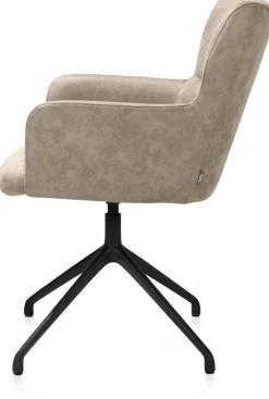 Sage, armstoel draaibaar - rough off black - stof Oregon - beige