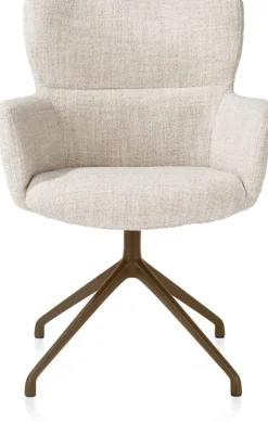 Sage, armstoel draaibaar - steelbrown - stof Luton - Creme