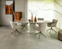 Sage, armstoel draaibaar - steelbrown - stof Luton - Creme