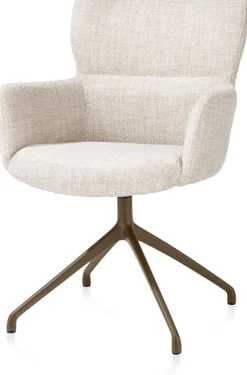 Sage, armstoel draaibaar - steelbrown - stof Luton - Creme