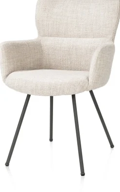 Sage, armstoel 4-pootjes graphiet - stof Luton - Creme