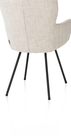 Sage, armstoel 4-pootjes rough off black - stof Luton - Creme