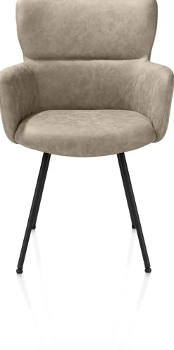 Sage, armstoel 4-pootjes rough off black - stof Oregon - beige
