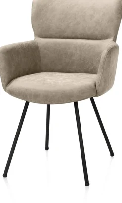 Sage, armstoel 4-pootjes rough off black - stof Oregon - beige