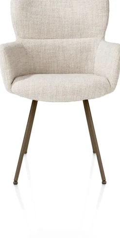 Sage, armstoel 4-pootjes steelbrown - stof Luton - Creme