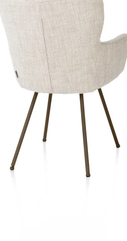 Sage, armstoel 4-pootjes steelbrown - stof Luton - Creme