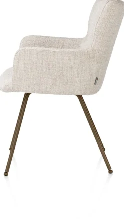 Sage, armstoel 4-pootjes steelbrown - stof Luton - Creme