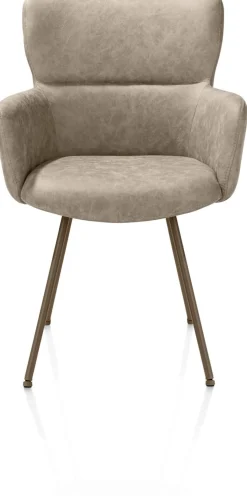 Sage, armstoel 4-pootjes steelbrown - stof Oregon - beige