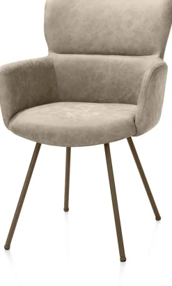 Sage, armstoel 4-pootjes steelbrown - stof Oregon - beige