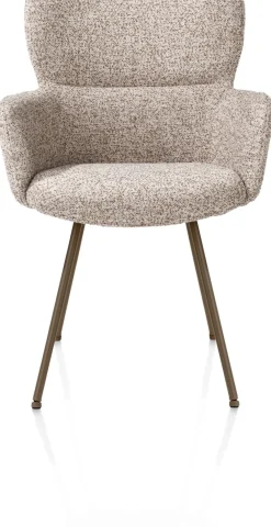 Sage, armstoel 4-pootjes steelbrown - stof Luton - koper