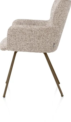 Sage, armstoel 4-pootjes steelbrown - stof Luton - koper