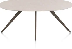 Saluti, EETKAMERTAFEL ELLIPS 180 X 105 CM. - 4-POOTJES - STEELBROWN - Light sand