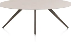 Saluti, EETKAMERTAFEL ELLIPS 210 X 105 CM. - 4-POOTJES - STEELBROWN - Light sand